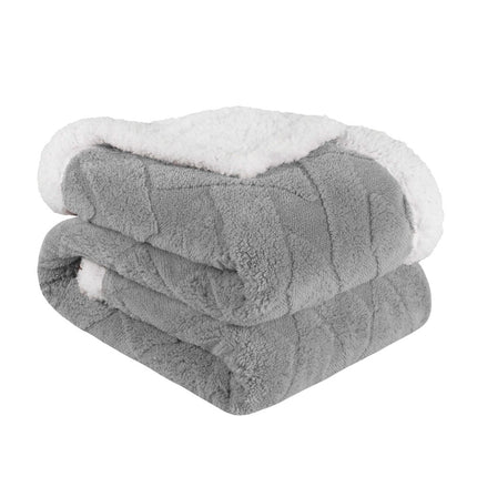 King Platinum Geometric Fleece Woven Plush Blanket
