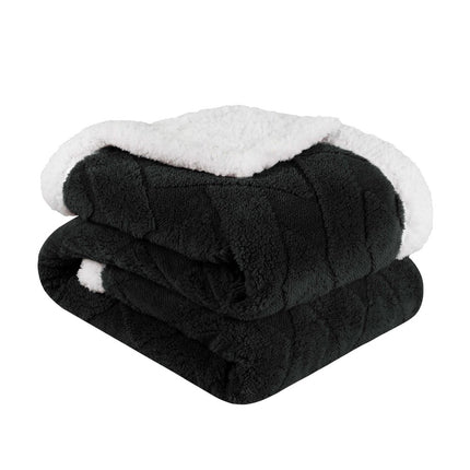 Twin Black Fleece Knitted Plush Blanket
