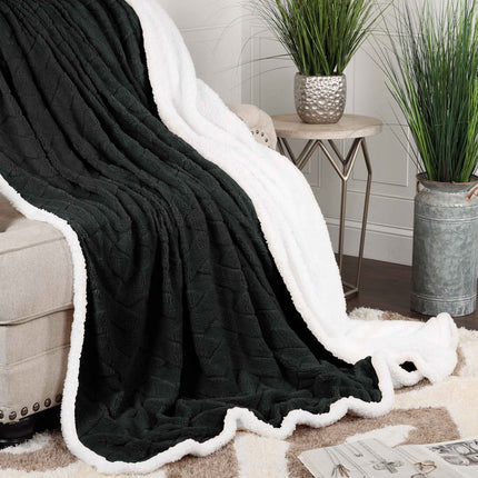 Twin Black Fleece Knitted Plush Blanket