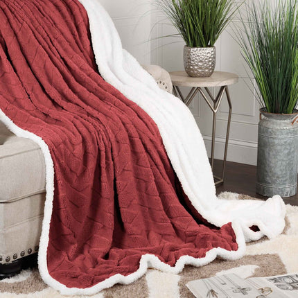 Twin Red And Orange Fleece Knitted Plush Blanket