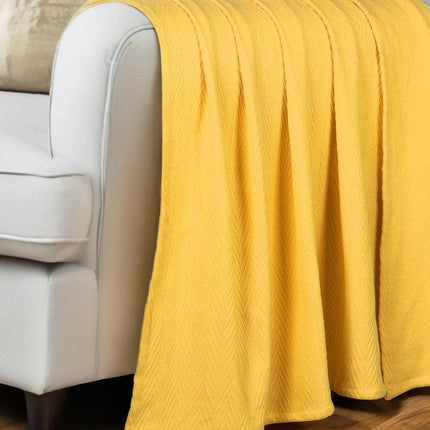 King Gold Cotton Woven Chevron Blanket