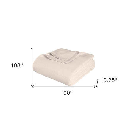 King Ivory Cotton Woven Chevron Blanket