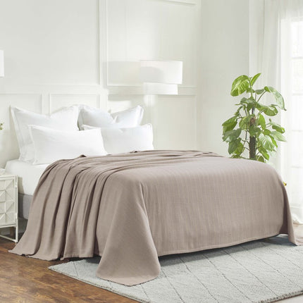 King Khaki Cotton Waffle Weave Blanket