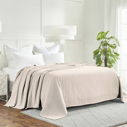 Twin Ivory Chevron Cotton Woven Blanket