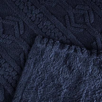 Queen Navy Blue Fleece Knitted Plush Blanket