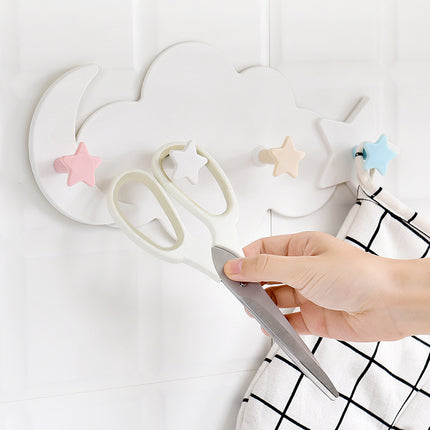 Creative star moon cloud shape without nails hat clothes hooks shelf hanging hanger