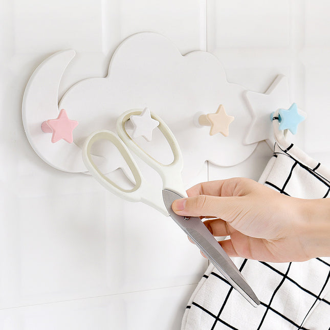 Creative star moon cloud shape without nails hat clothes hooks shelf hanging hanger