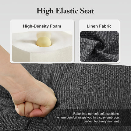 3-Seater Sofa  Modern Grey Memory Foam Sofa with Deep Seat and Armrests, Comfortable
