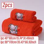 ZW723 Orange Valentine Kitten / 1pc 40*80cm+1pc 90*170cm
