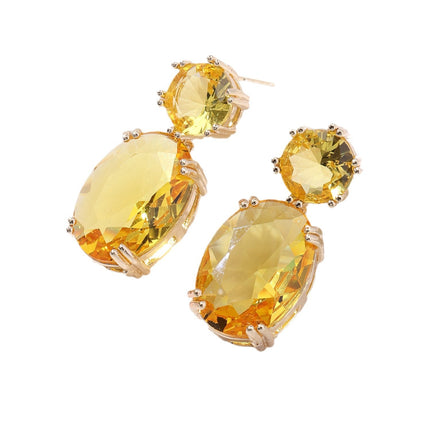 Ins Drop-shaped Rhinestones Earrings Creative Personality Alloy Oval Earrings