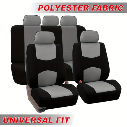 Polyester Crescent Moon Pattern Low-Back Car Seat Covers 9-Piece Set