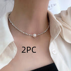Silver Pearl Necklace / 2PCS