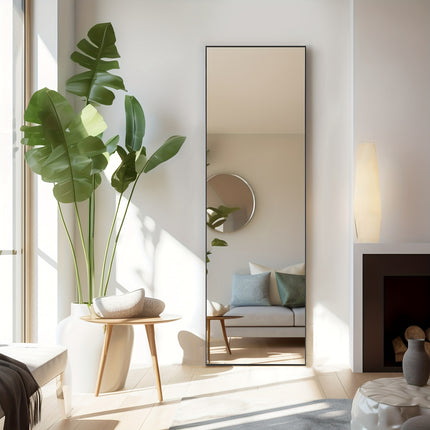 Aluminum Alloy Thin Frame Full-Length Mirror Body Mirror for Floor or Wall Hanging