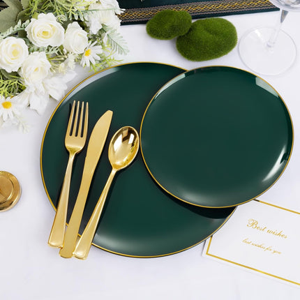 Green Dinnerware Set, 50-Piece Set, Party Accessory Kit, Perfect for Gatherings, Weddings, and Christmas