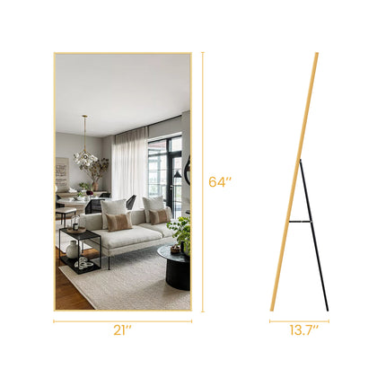 Full Length Mirror Black&Gold Horizontal and Vertical Floor Mirror Standing Hanging or Leaning Wall,