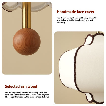 Retro Style French Style Bedroom Fabric Craft Chandelier Mid-ancient Simple Nanyang Solid Wood Romantic Room Main Lamps