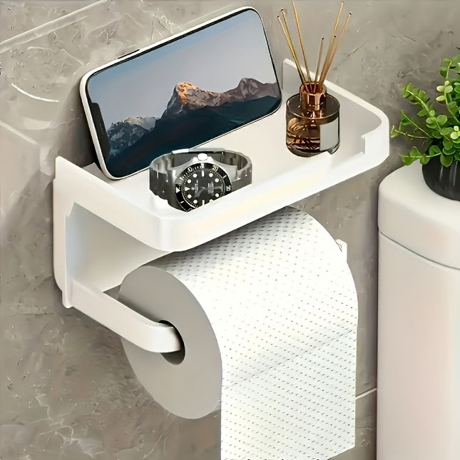 Wall-Mounted Tissue Holder with Storage Shelf