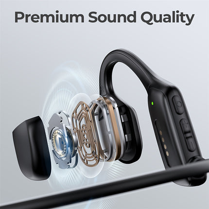 Headphones, Open Ear Air Conduction Headphones Wireless 5.3 Earphone, Built In Noise Cancellation Mic,
