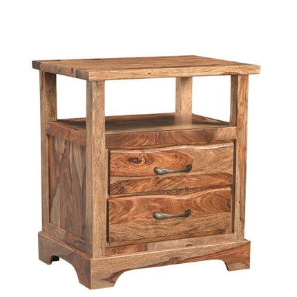 27" Brown Solid Wood Two Drawer Nightstand
