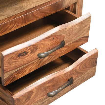 27" Brown Solid Wood Two Drawer Nightstand