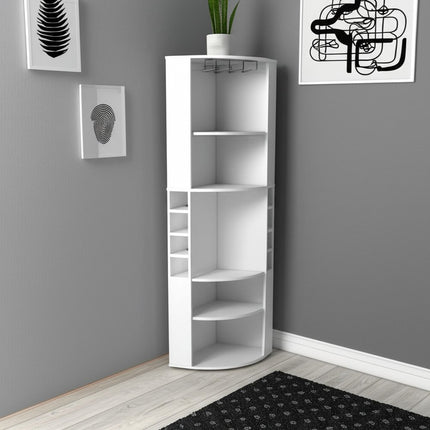 71" White Wood Corner Bar Cabinet