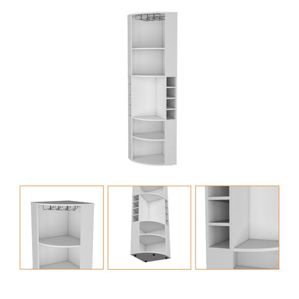 71" White Wood Corner Bar Cabinet