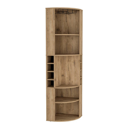 71" Natural Wood Corner Bar Cabinet