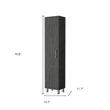 71" Gray Wood Accent Cabinet With Single Door