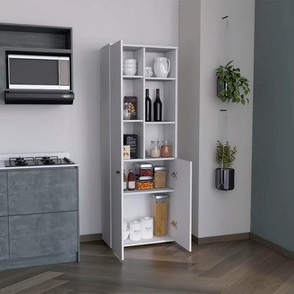 67" White Wood Two Door Pantry Or Storage Closet