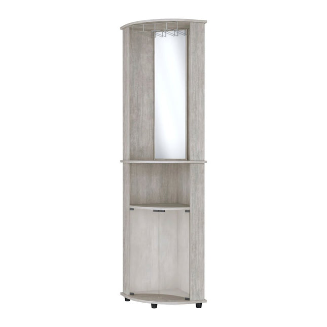 75" Gray Wood Corner Bar Cabinet With Two Doors