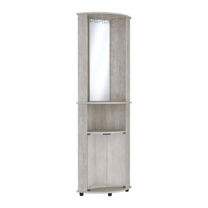 75" Gray Wood Corner Bar Cabinet With Two Doors