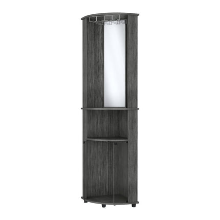 75" Gray Wood Corner Bar Cabinet With Two Doors