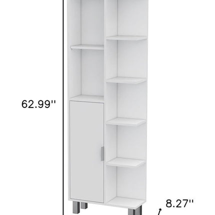 63" White Wood Accent Cabinet With Single Door