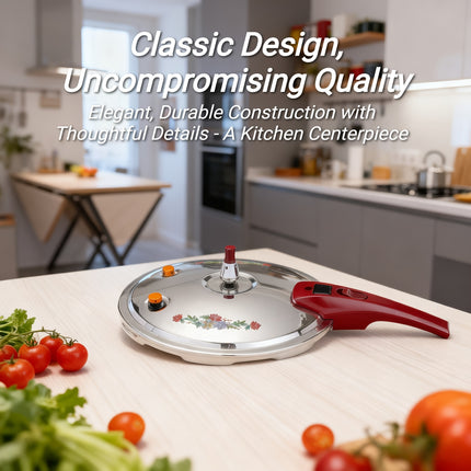 22cm/6L Large Capacity Stainless Steel Pressure Cooker with 1600-Ton Triple-Layer Base, 6 Safety Features