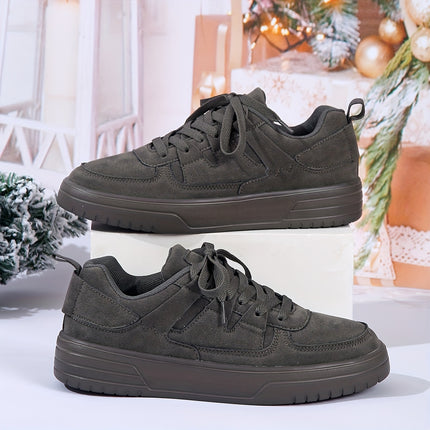 Men'S Stylish Solid Color Skate Shoes, Comfortable And Non-Slip Casual Lace-Up Sneakers