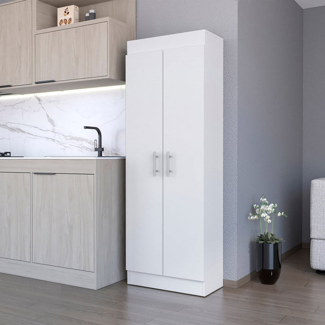 67" White Wood Pantry Or Storage Closet