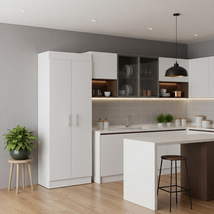 67" White Wood Pantry Or Storage Closet