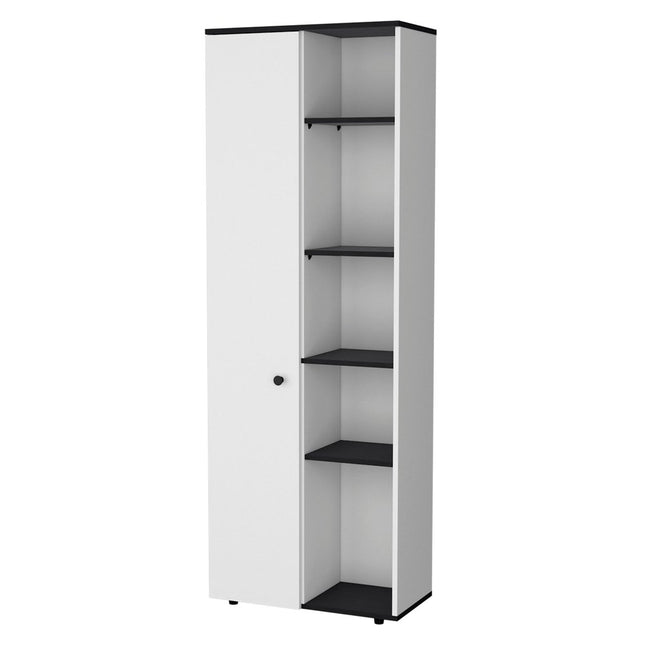 67" Black And White Wood Pantry Or Storage Closet