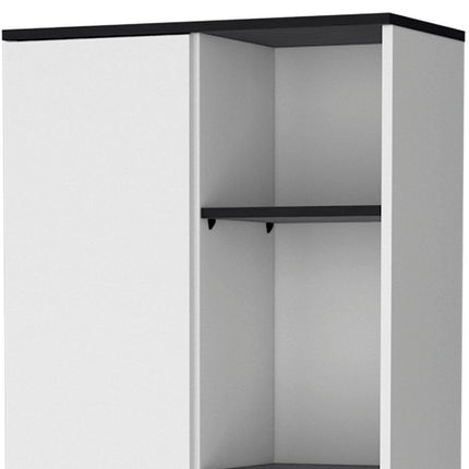 67" Black And White Wood Pantry Or Storage Closet