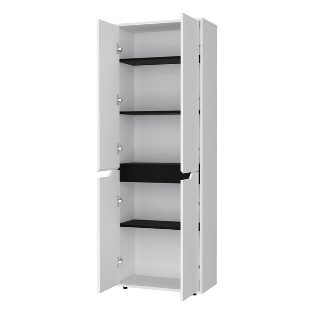 67" Black And White Wood Pantry Or Storage Closet
