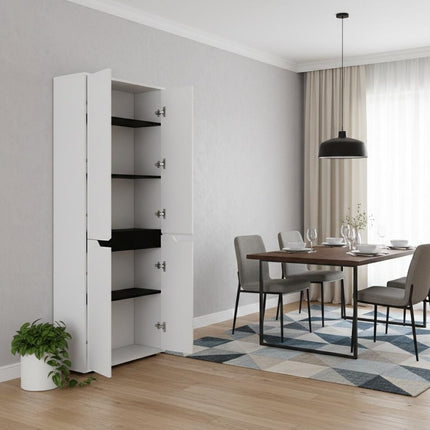 67" Black And White Wood Pantry Or Storage Closet