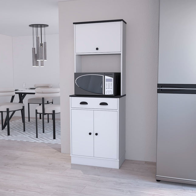 66" Black And White Wood Pantry Or Storage Closet