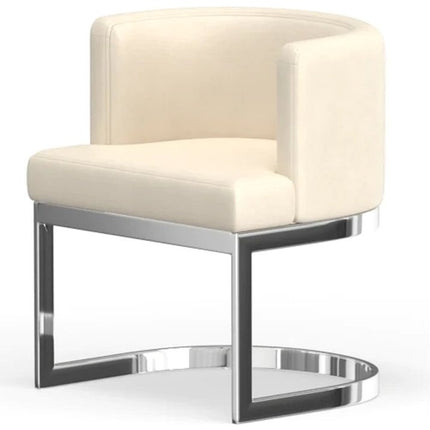 White and Silver Faux Leather Wing Back Dining Side Chair