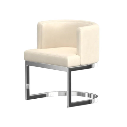 White and Silver Faux Leather Wing Back Dining Side Chair