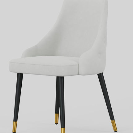 Set of Two White and Black Fabric Dining Side Chairs