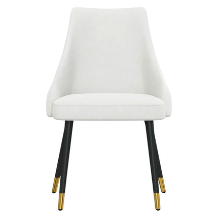 Set of Two White and Black Fabric Dining Side Chairs