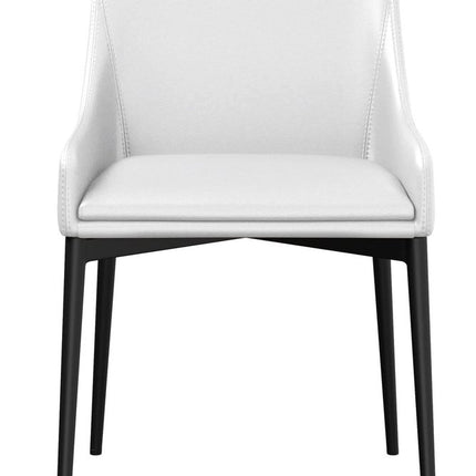 Set of Two White and Black Faux Leather Dining Side Chairs
