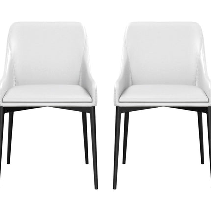 Set of Two White and Black Faux Leather Dining Side Chairs