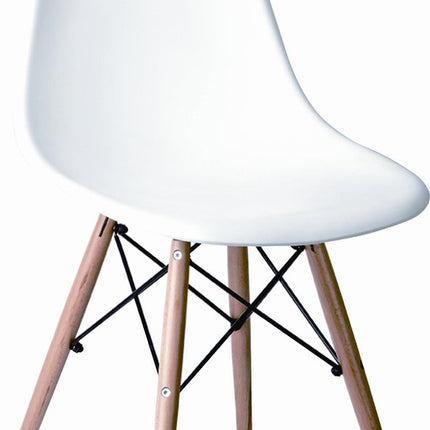 Set of Two White and Brown Wood and Heavy Duty Plastic Dining Side Chairs