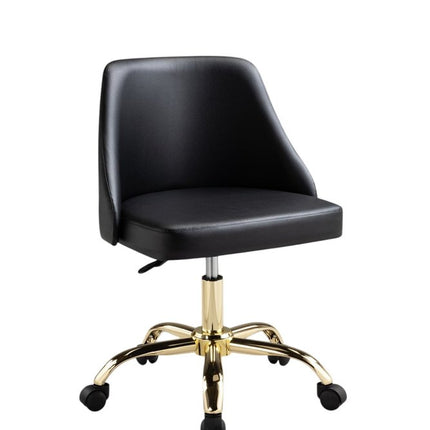 Black and Gold Faux Leather Adjustable Height Swivel Rolling Office Chair